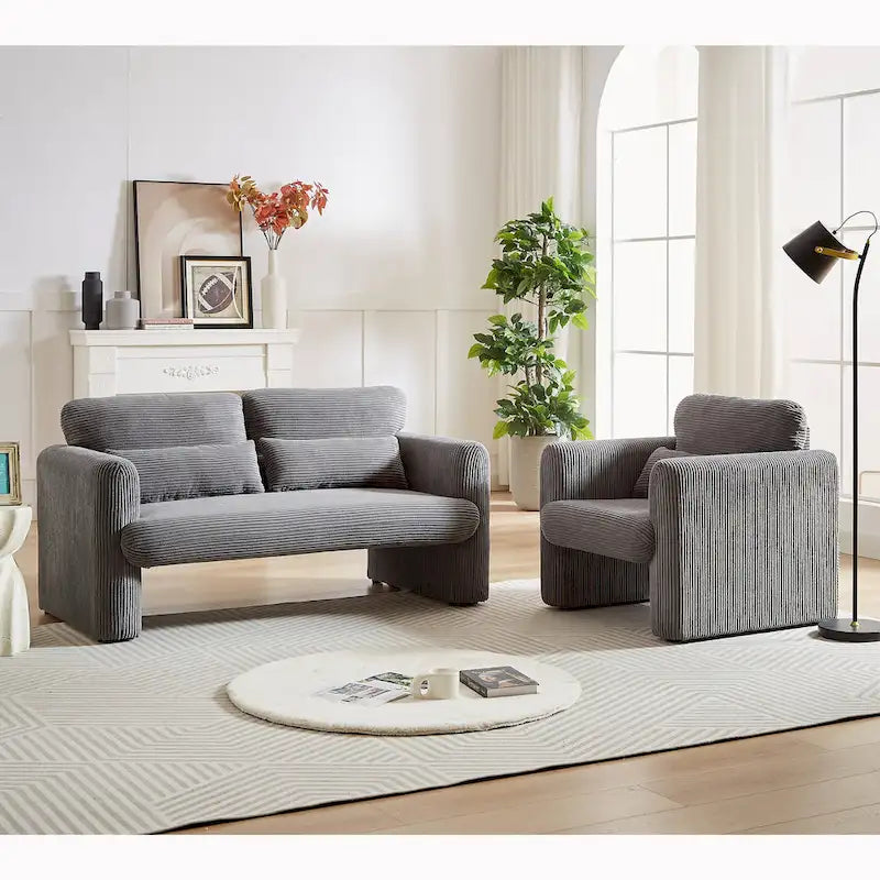 GDFStudio - Emiliano Sofa Set in Premium Corduroy with Elegant Design and Superior Comfort