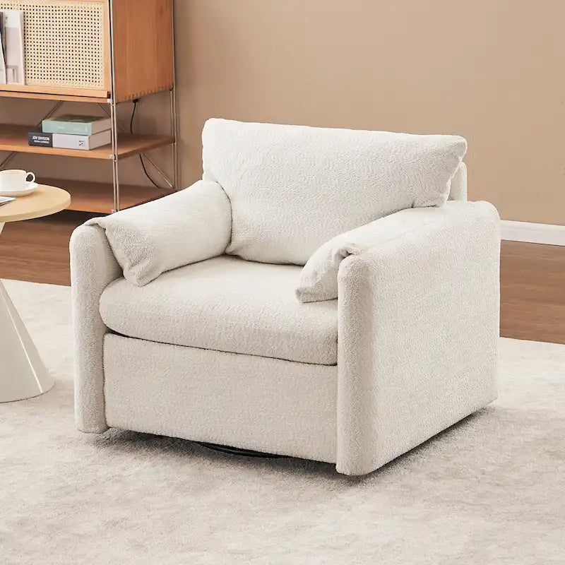 Swivel Accent Chair Single Seater - 360 Rotating Lounge Chair with Chenille Fabric & High-Resilience Cushion