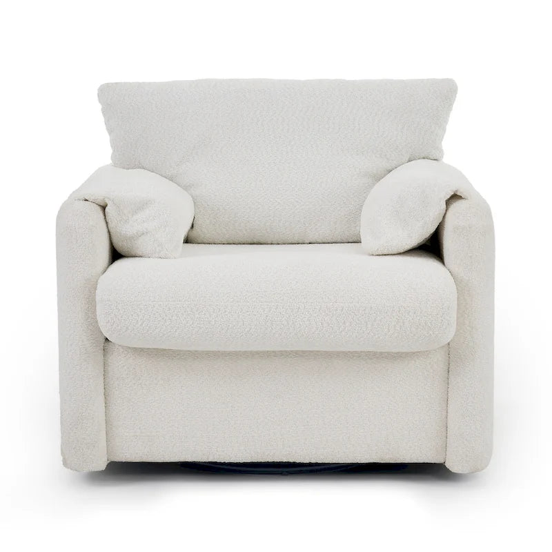 Swivel Accent Chair Single Seater - 360 Rotating Lounge Chair with Chenille Fabric & High-Resilience Cushion