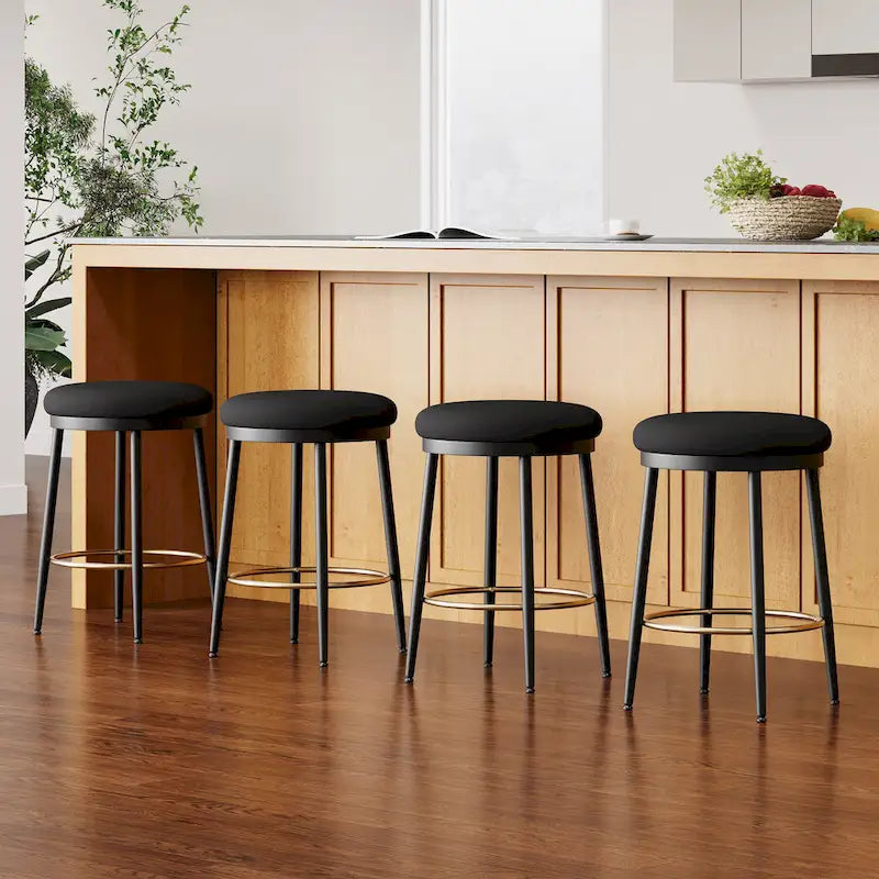 Roomfitters Modern Counter Stools, Set of 2 Bar Height Chairs with Iron Frame, Cushioned Seat and Footrest