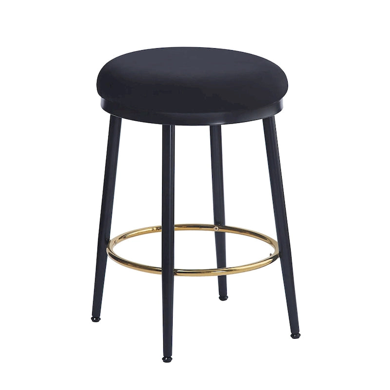 Roomfitters Modern Counter Stools, Set of 2 Bar Height Chairs with Iron Frame, Cushioned Seat and Footrest