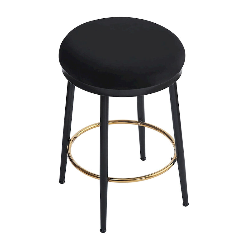 Roomfitters Modern Counter Stools, Set of 2 Bar Height Chairs with Iron Frame, Cushioned Seat and Footrest