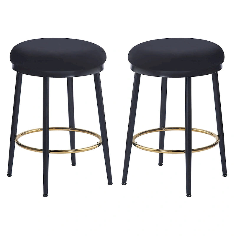 Roomfitters Modern Counter Stools, Set of 2 Bar Height Chairs with Iron Frame, Cushioned Seat and Footrest