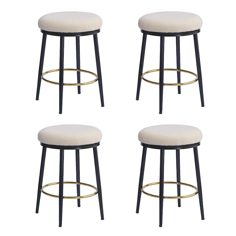 Roomfitters Modern Counter Stools, Set of 2 Bar Height Chairs with Iron Frame, Cushioned Seat and Footrest
