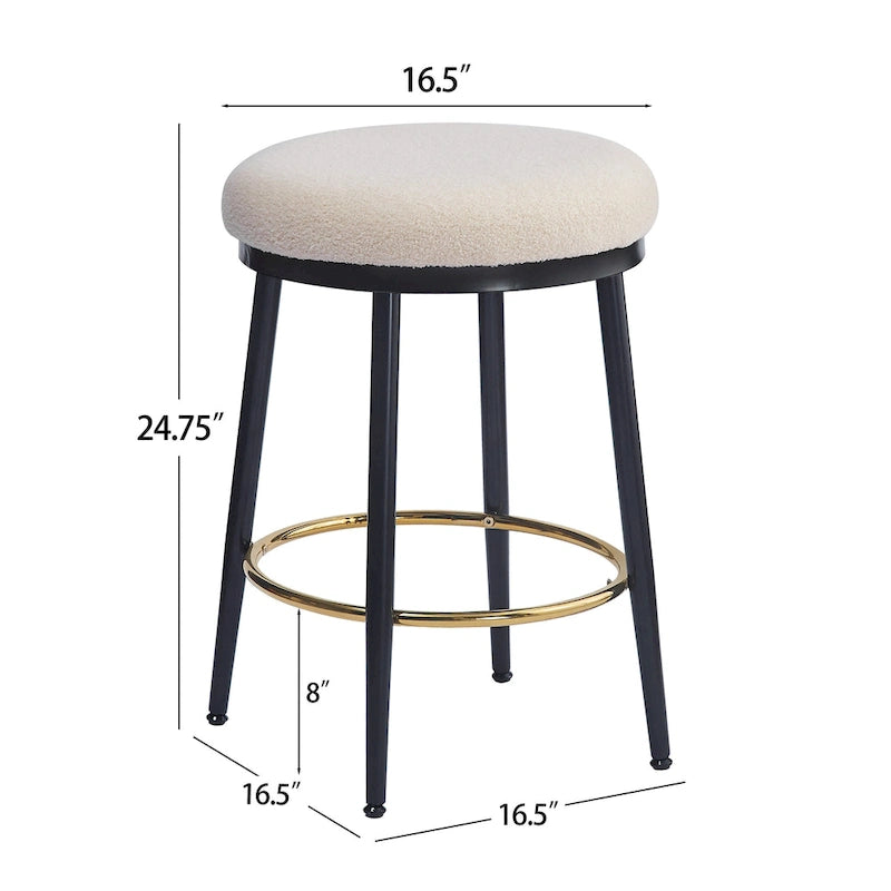 Roomfitters Modern Counter Stools, Set of 2 Bar Height Chairs with Iron Frame, Cushioned Seat and Footrest