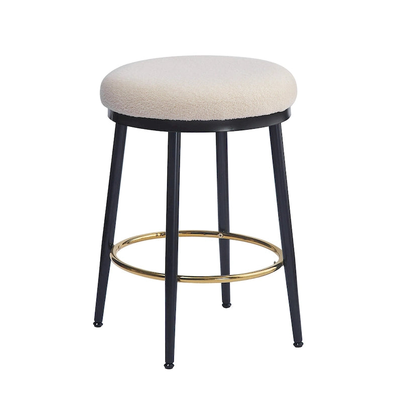 Roomfitters Modern Counter Stools, Set of 2 Bar Height Chairs with Iron Frame, Cushioned Seat and Footrest