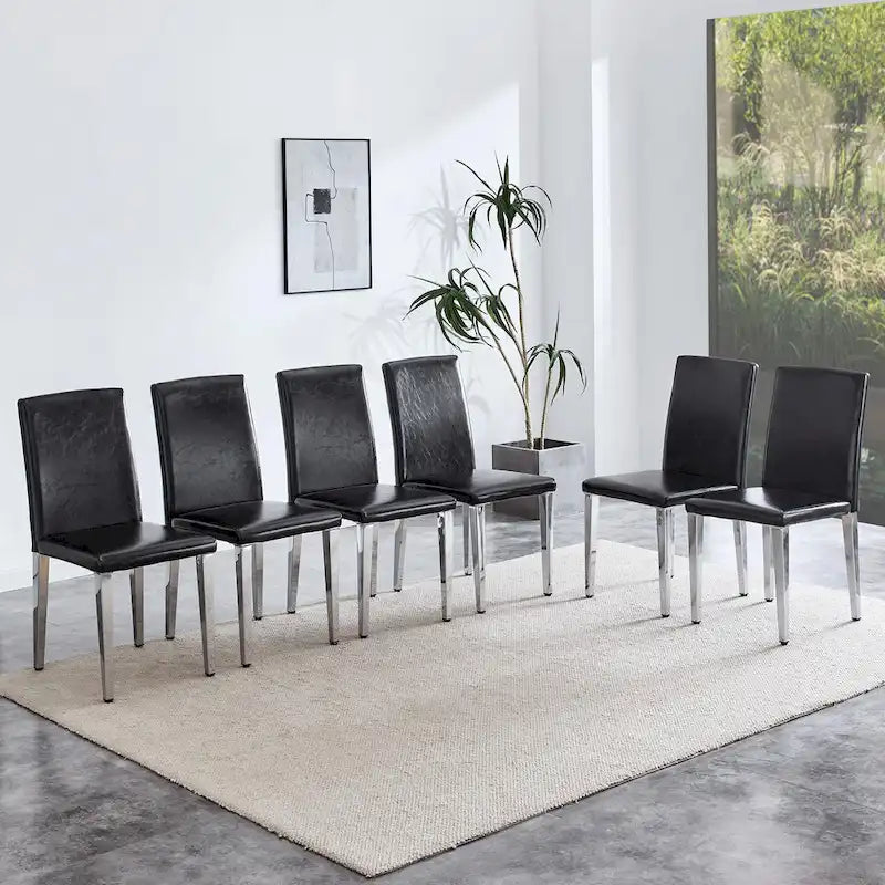 Dining Chairs Set of 4,Modern Kitchen & Dining Room Chairs,Faux Leather Cushion Seat Metal Legs