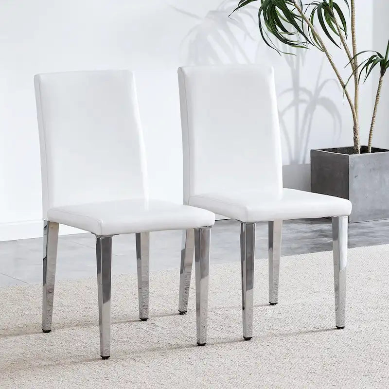 Dining Chairs Set of 4,Modern Kitchen & Dining Room Chairs,Faux Leather Cushion Seat Metal Legs