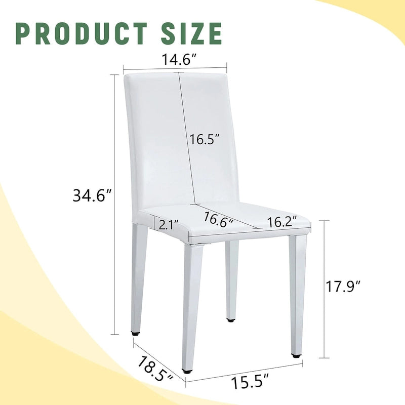 Dining Chairs Set of 4,Modern Kitchen & Dining Room Chairs,Faux Leather Cushion Seat Metal Legs