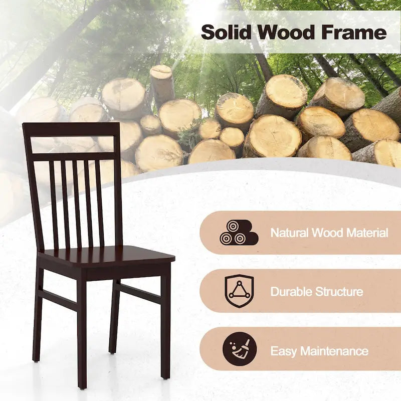 Costway Farmhouse Dining Chair Set of 2/4 Armless Wooden Chair with