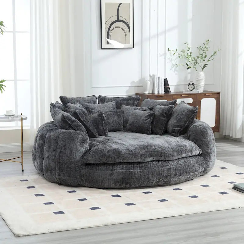 Comfortable Oversized Double Loaf High Back Round Sofa Bed with Armrests