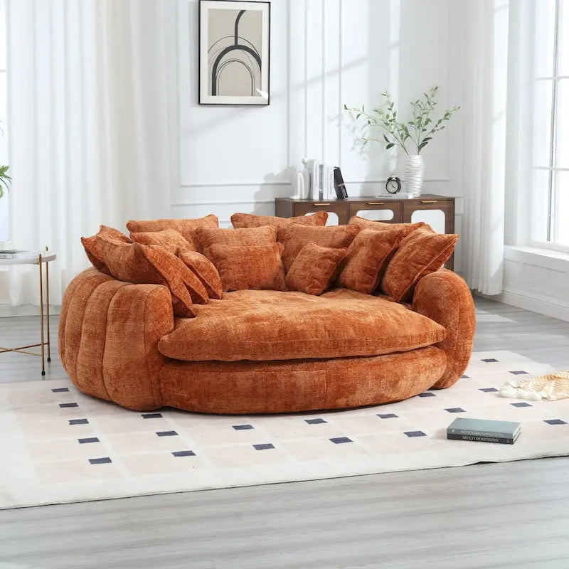 Comfortable Oversized Double Loaf High Back Round Sofa Bed with Armrests