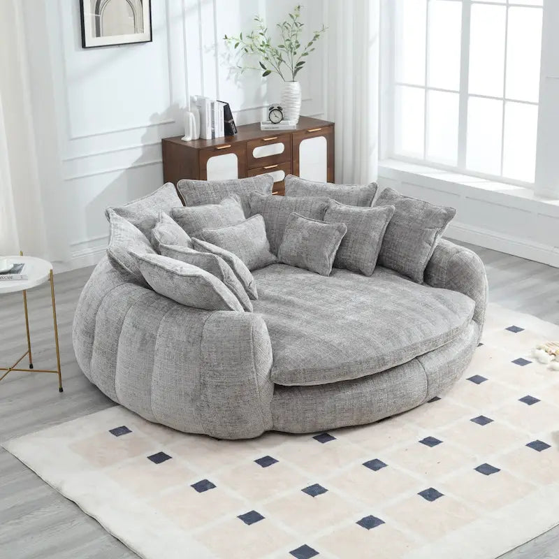 Comfortable Oversized Double Loaf High Back Round Sofa Bed with Armrests