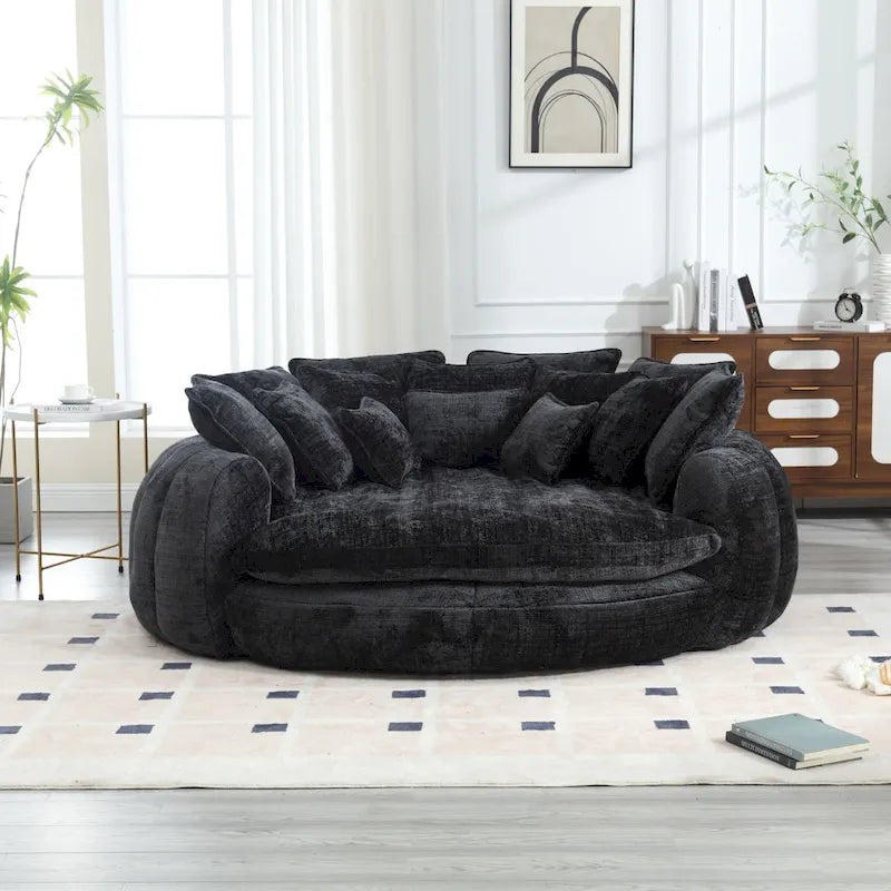 Comfortable Oversized Double Loaf High Back Round Sofa Bed with Armrests