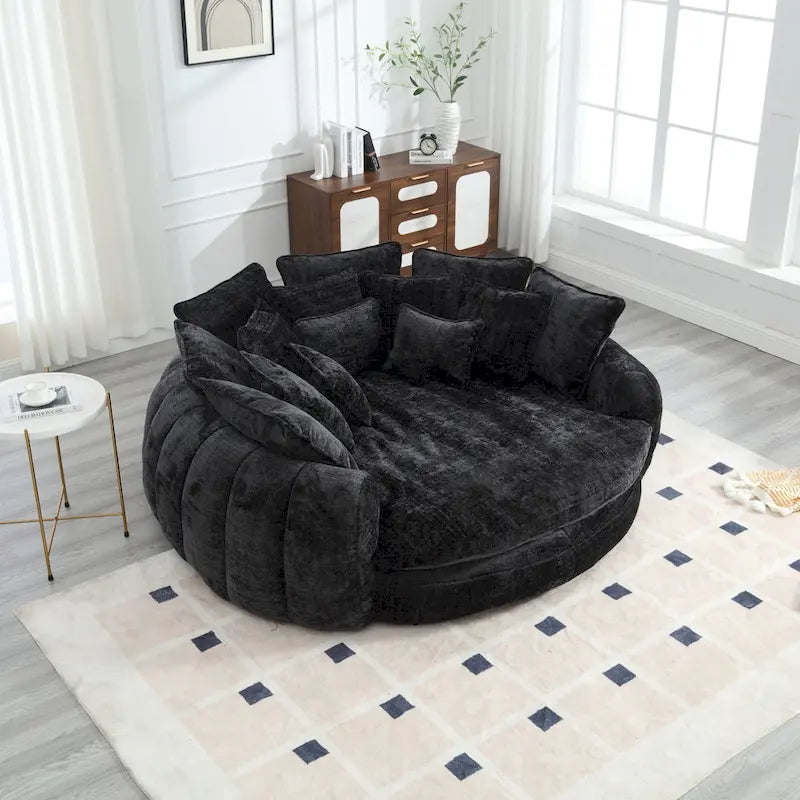 Comfortable Oversized Double Loaf High Back Round Sofa Bed with Armrests