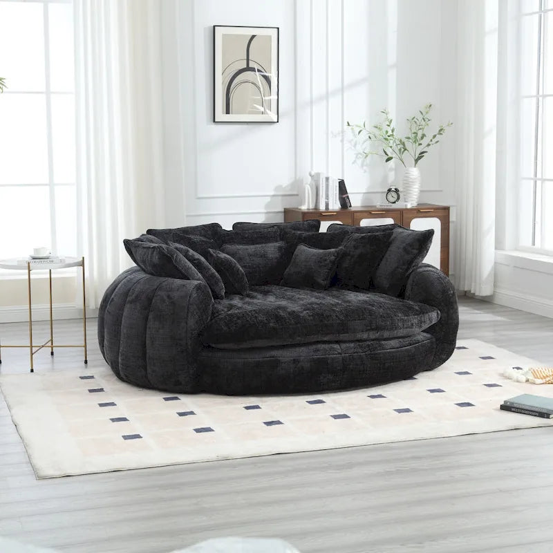 Comfortable Oversized Double Loaf High Back Round Sofa Bed with Armrests
