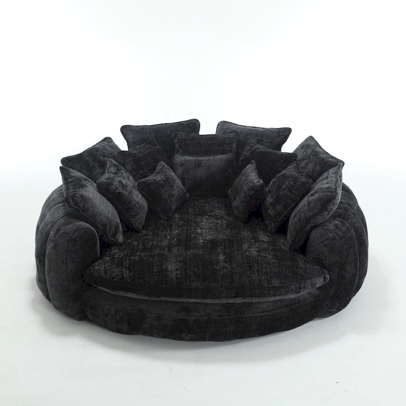 Comfortable Oversized Double Loaf High Back Round Sofa Bed with Armrests