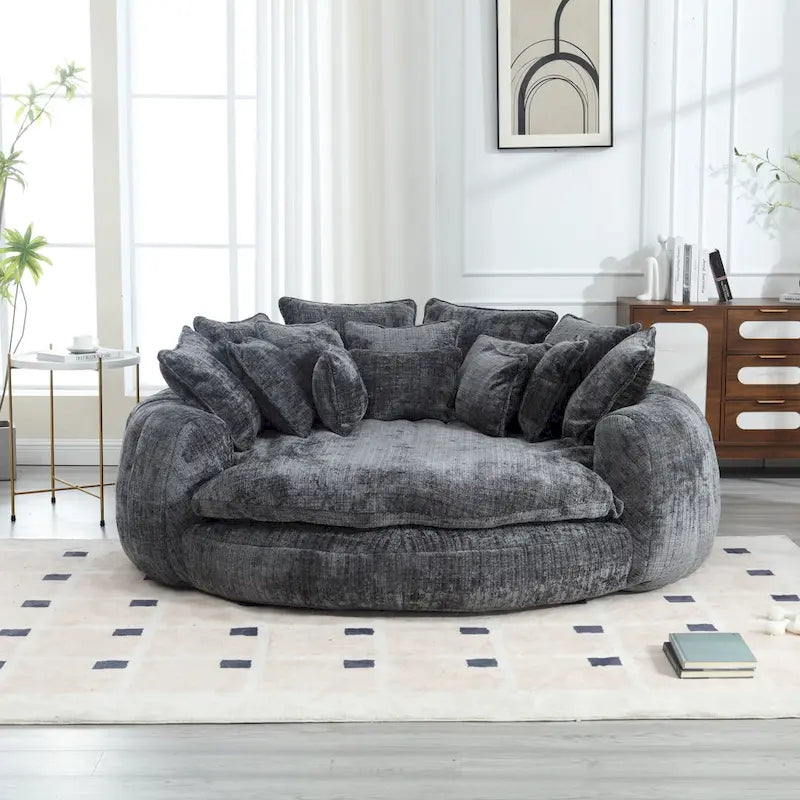 Comfortable Oversized Double Loaf High Back Round Sofa Bed with Armrests
