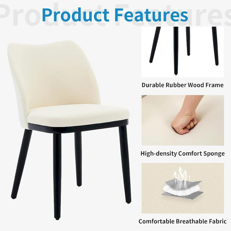 Upholstered Fabric Dining Room Side Chairs, Chair for Dining Room with Padded Seat and Wood Legs