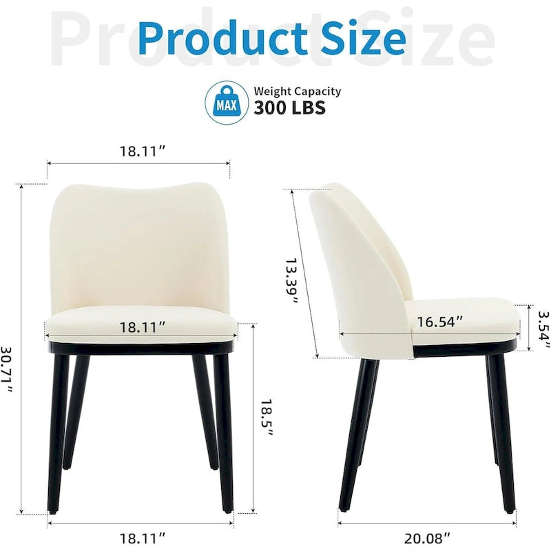 Upholstered Fabric Dining Room Side Chairs, Chair for Dining Room with Padded Seat and Wood Legs