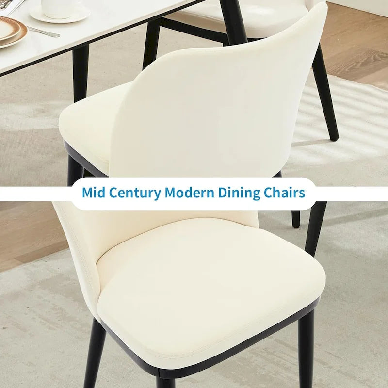 Upholstered Fabric Dining Room Side Chairs, Chair for Dining Room with Padded Seat and Wood Legs
