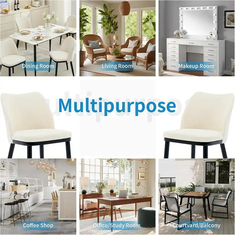 Upholstered Fabric Dining Room Side Chairs, Chair for Dining Room with Padded Seat and Wood Legs