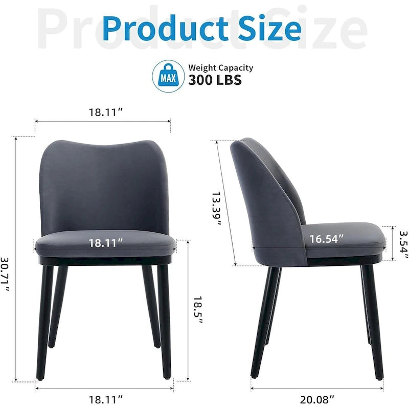 Upholstered Fabric Dining Room Side Chairs, Chair for Dining Room with Padded Seat and Wood Legs