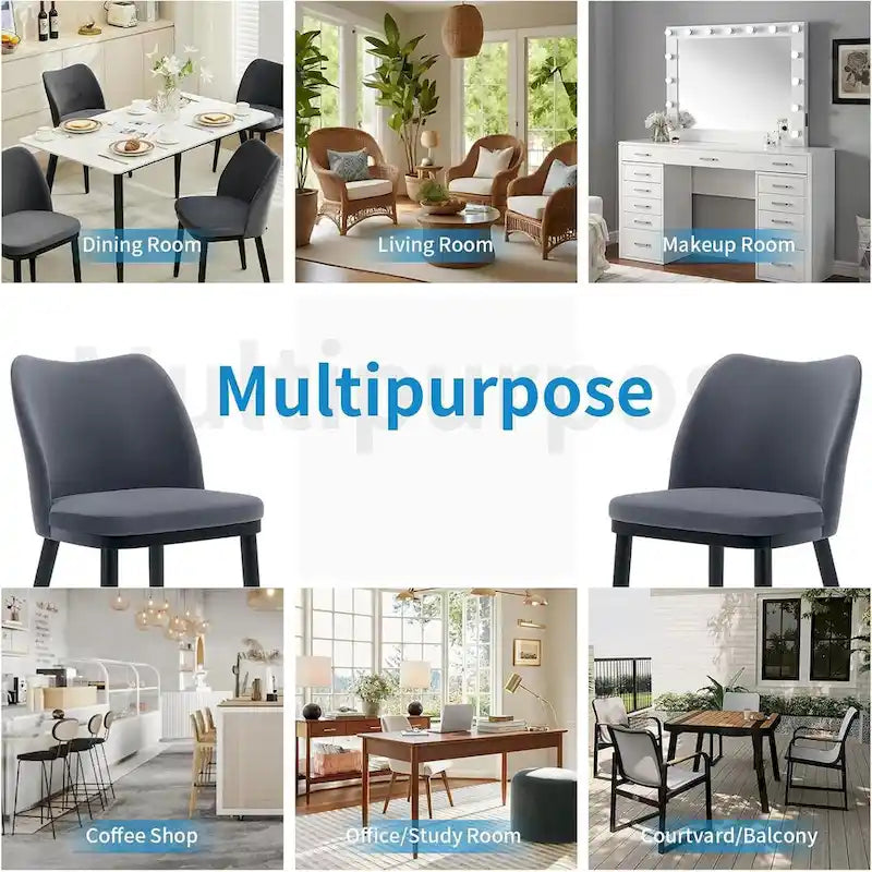 Upholstered Fabric Dining Room Side Chairs, Chair for Dining Room with Padded Seat and Wood Legs