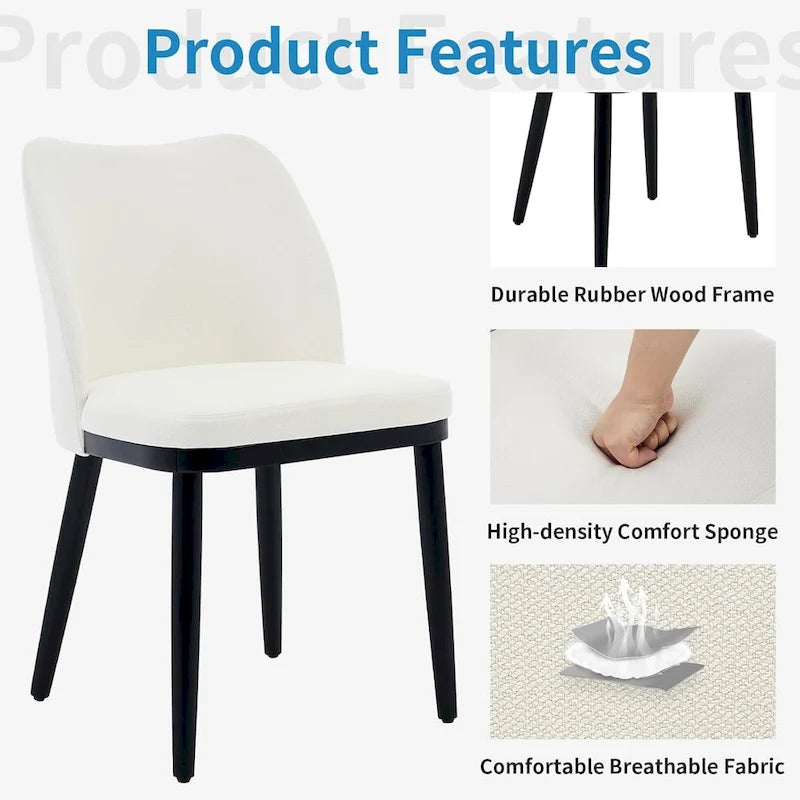 Upholstered Fabric Dining Room Side Chairs, Chair for Dining Room with Padded Seat and Wood Legs