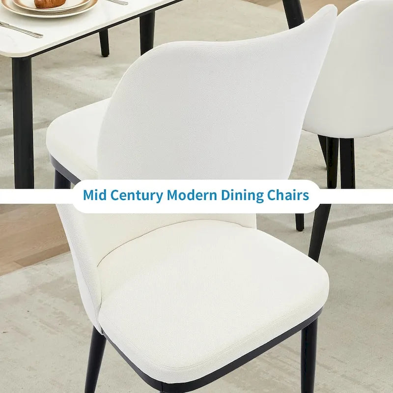 Upholstered Fabric Dining Room Side Chairs, Chair for Dining Room with Padded Seat and Wood Legs