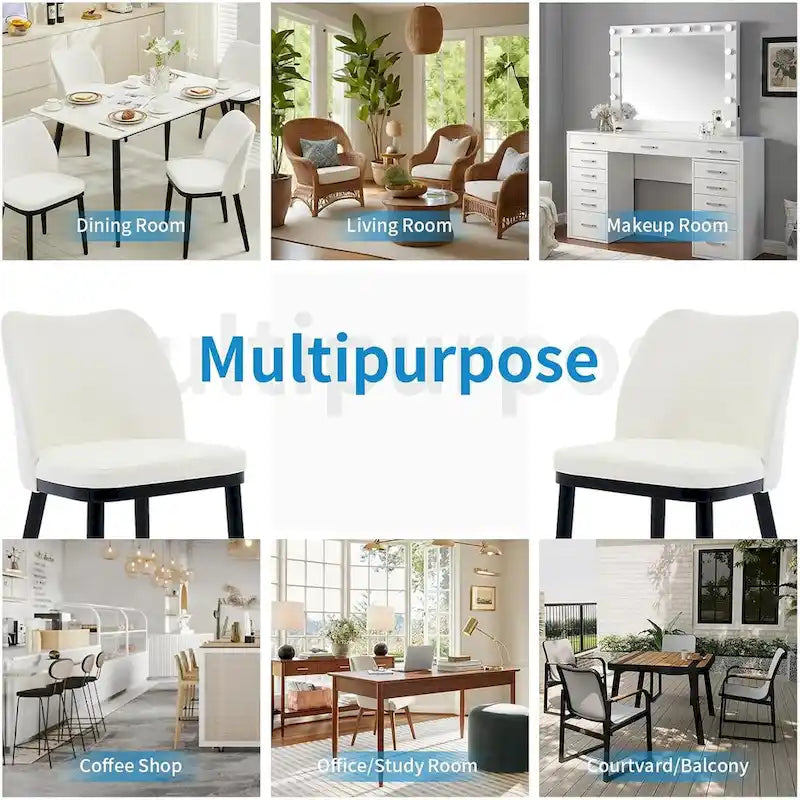 Upholstered Fabric Dining Room Side Chairs, Chair for Dining Room with Padded Seat and Wood Legs