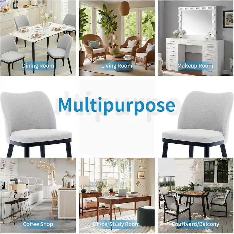 Upholstered Fabric Dining Room Side Chairs, Chair for Dining Room with Padded Seat and Wood Legs
