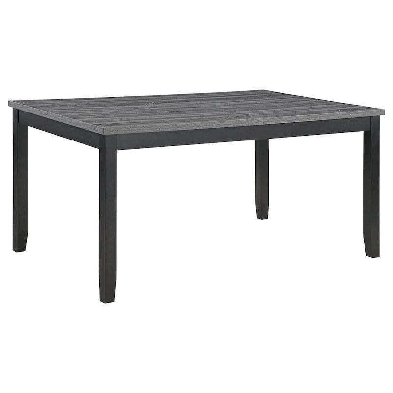 Drake 6 Piece Dining Table Set, 4 Chairs, Bench, Gray Fabric, Black Wood