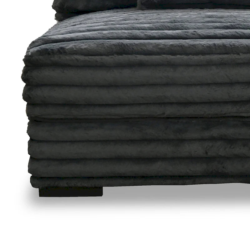 Ezo Armless Accent Chair, Dark Gray Polyester Corduroy, Soft Cushioned
