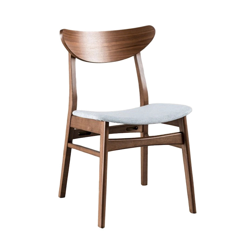 Skie Side Dining Chair Set of 2, Curved Panel Back, Angle Legs, Gray Fabric