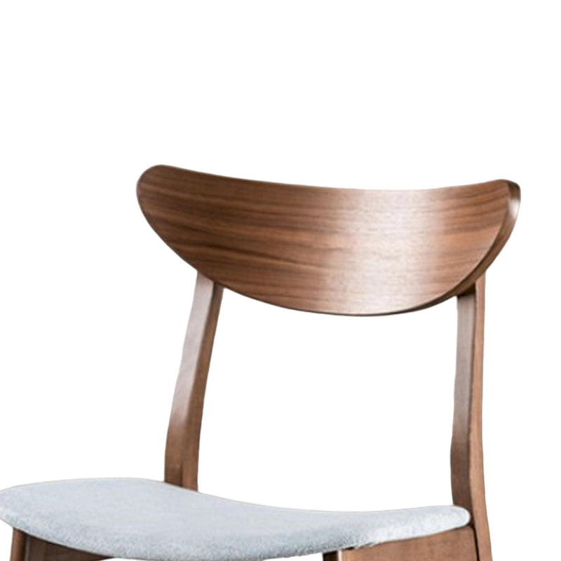 Skie Side Dining Chair Set of 2, Curved Panel Back, Angle Legs, Gray Fabric