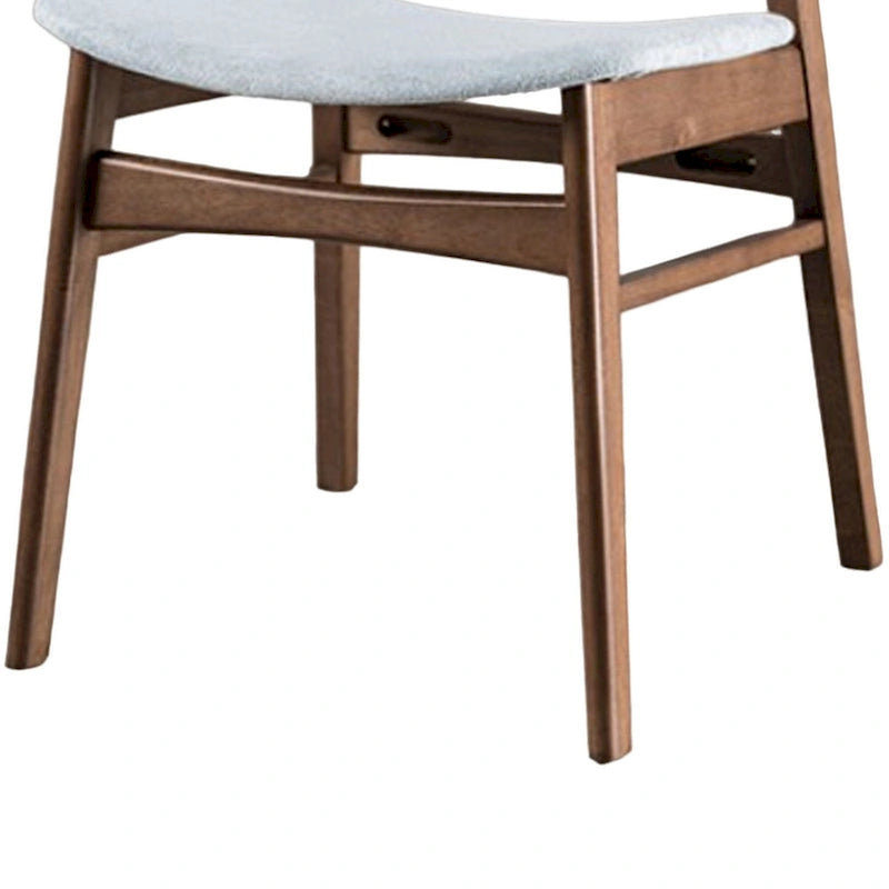 Skie Side Dining Chair Set of 2, Curved Panel Back, Angle Legs, Gray Fabric