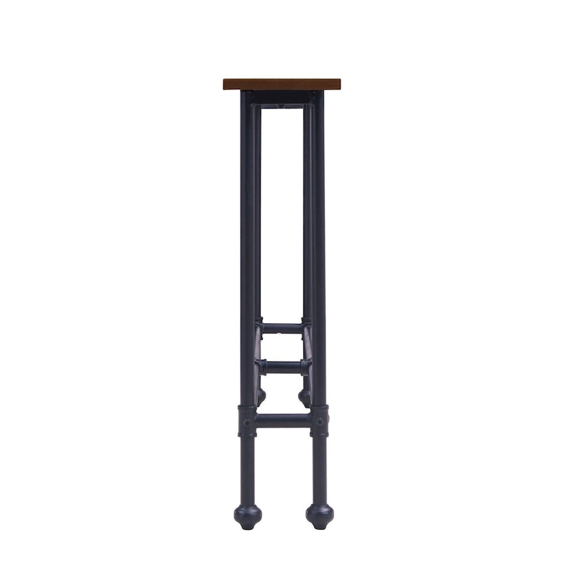 Espresso Wood Rectangular Console Table with Black Metal Base - 56 L x 8 W x 30 H