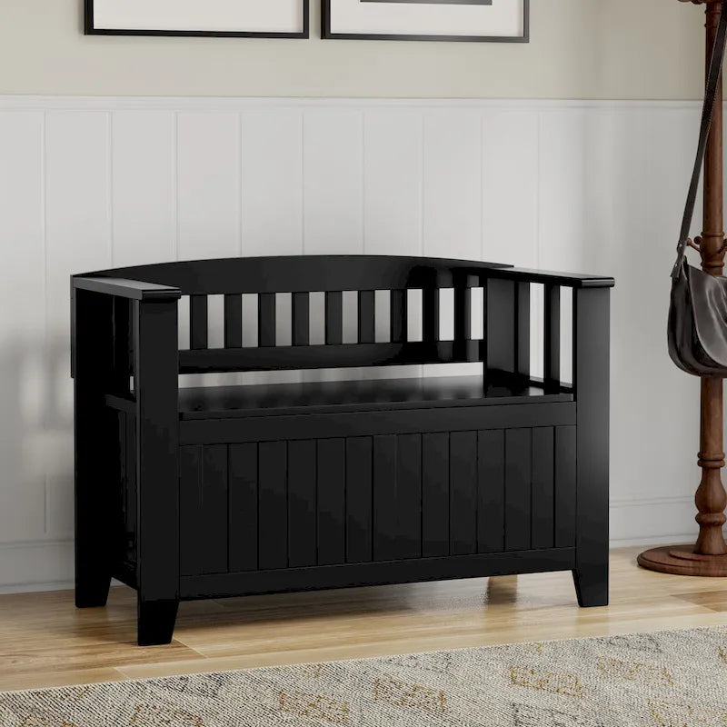 WYNDENHALL Normandy 36 Wide Solid Wood Transitional Small Entryway Storage Bench - 36 Inches wide