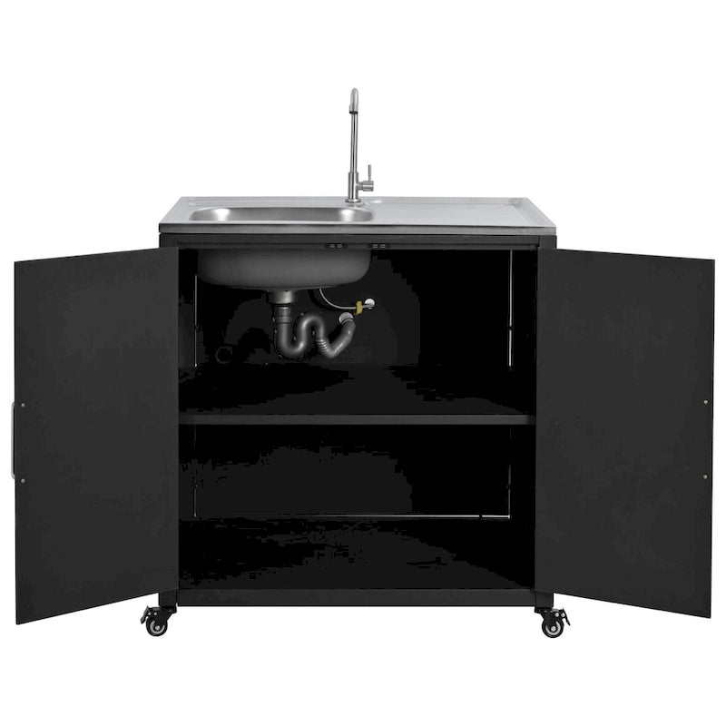 Outdoor Movable Kitchen Sink Patio Modular Kitchen Sink Station with Cabinet