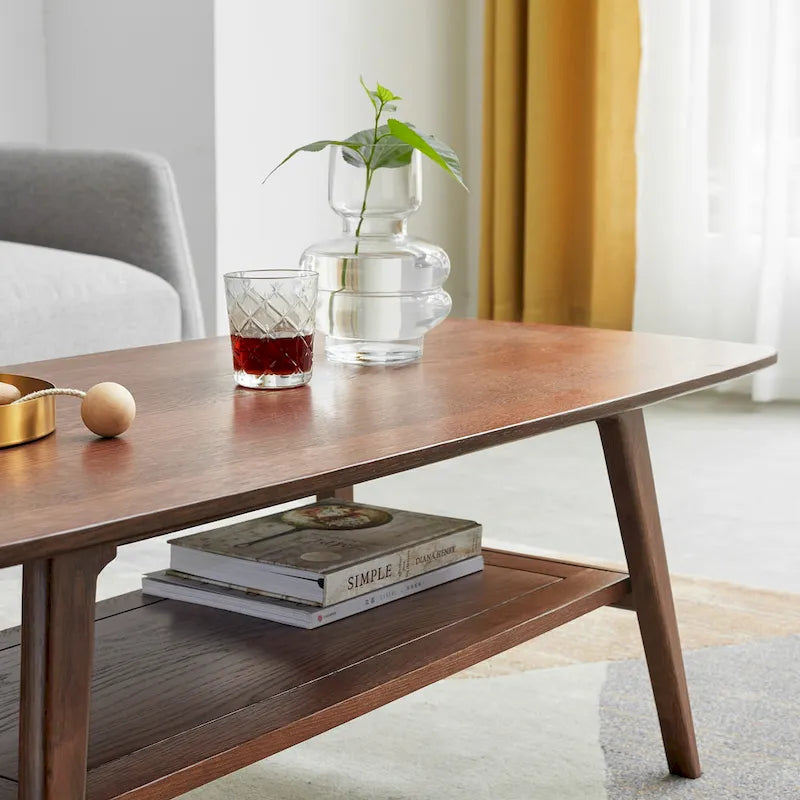 Christopher Knight Home - Hudson Solid Oak Coffee Table with Storage Shelf for Living Room & Home Office