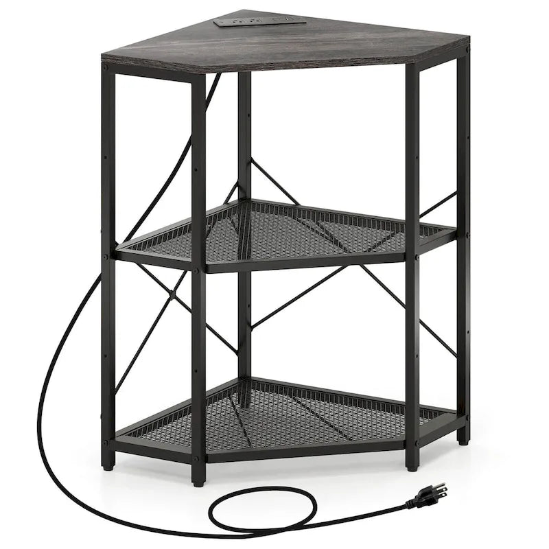 Costway Corner Printer Stand with Charging Station Adjustable Metal - See Details