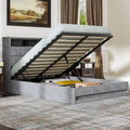 VECELO Lift Up Storage Bed/Modern Wingback Headboard/Upholstered Platform Bed Frame/Hydraulic Storage
