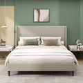 King Size Solid Wood Legs Platform Bed with 12-Slat Support System