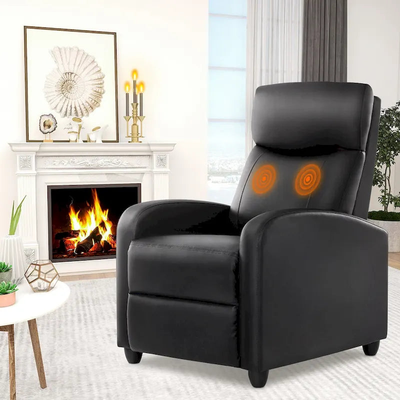 Black Adjustable Recliner Chair with Lumbar Support, 8 Massage Modes, and Heating Function for Relaxation