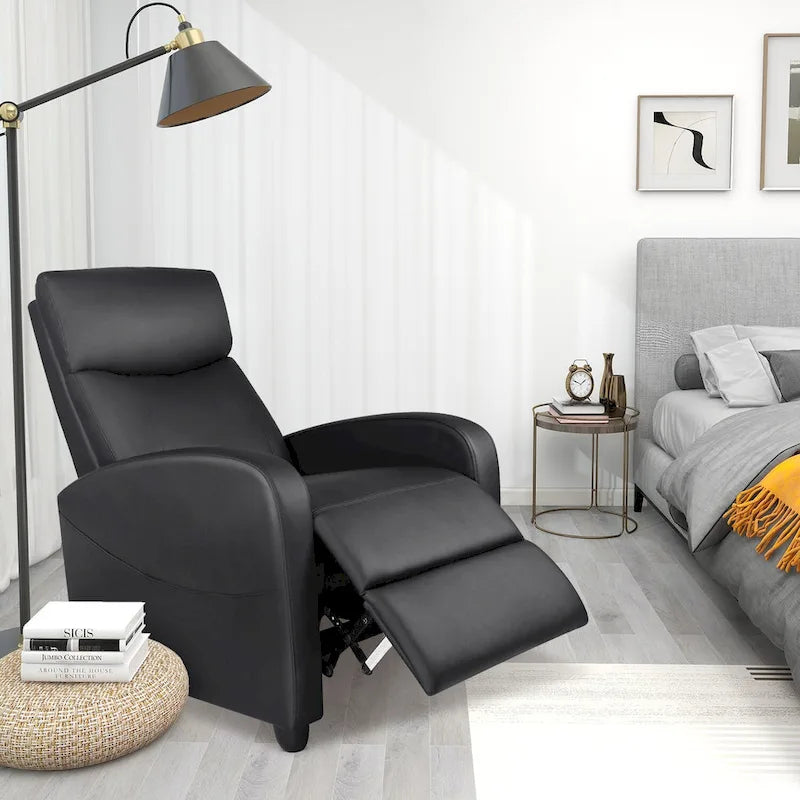 Black Adjustable Recliner Chair with Lumbar Support, 8 Massage Modes, and Heating Function for Relaxation