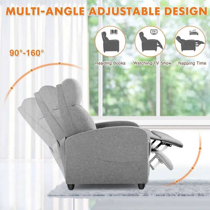Black Adjustable Recliner Chair with Lumbar Support, 8 Massage Modes, and Heating Function for Relaxation