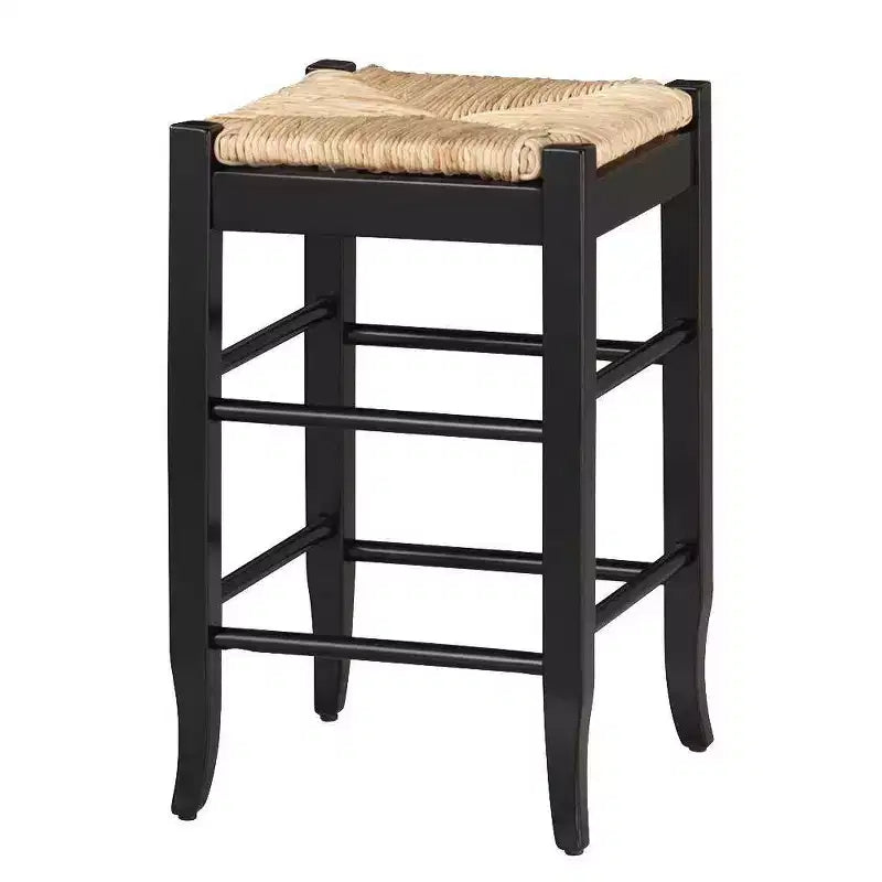 Rush Seat Hardwood Counter Height Barstool Black - Boraam