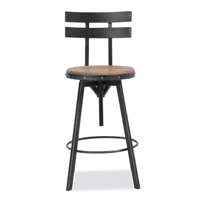 Christopher Knight Home Jutte Smooth Back Barstool Black Brush Silver: Iron Frame, Adjustable Height 26&amp;#34;-32.5&amp;#34;