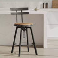 Tabouret de bar Smooth avec dossier, noir, brossé argent